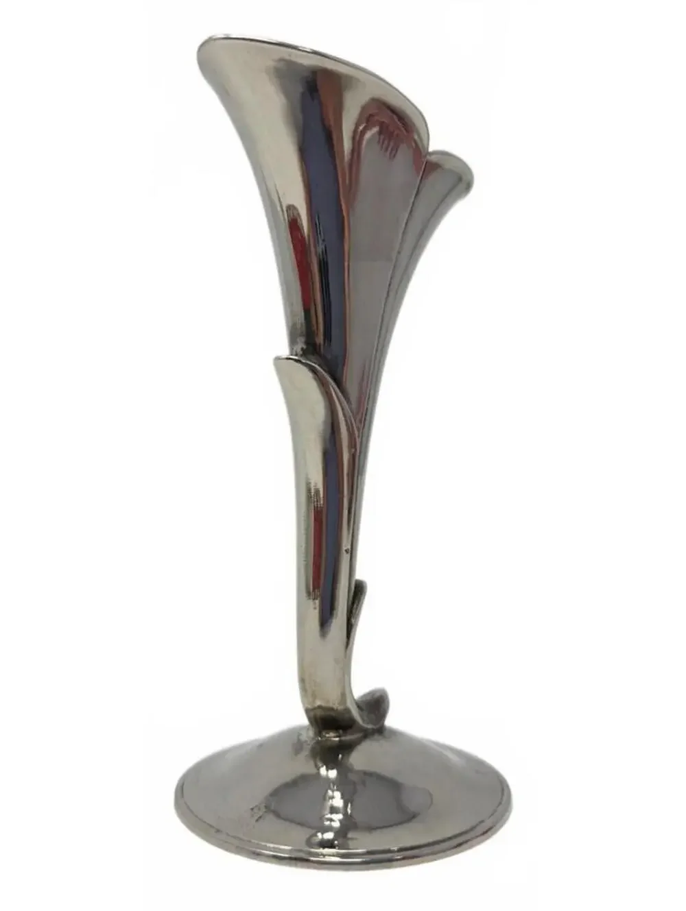 Vintage Silver Plated Calla Lily Bud Vase Art Nouveau Style Soliflore 5